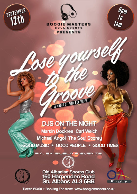Lose Yourself to the Groove 2-September 12th 2026-OAs Rugby Club -St.Albans
