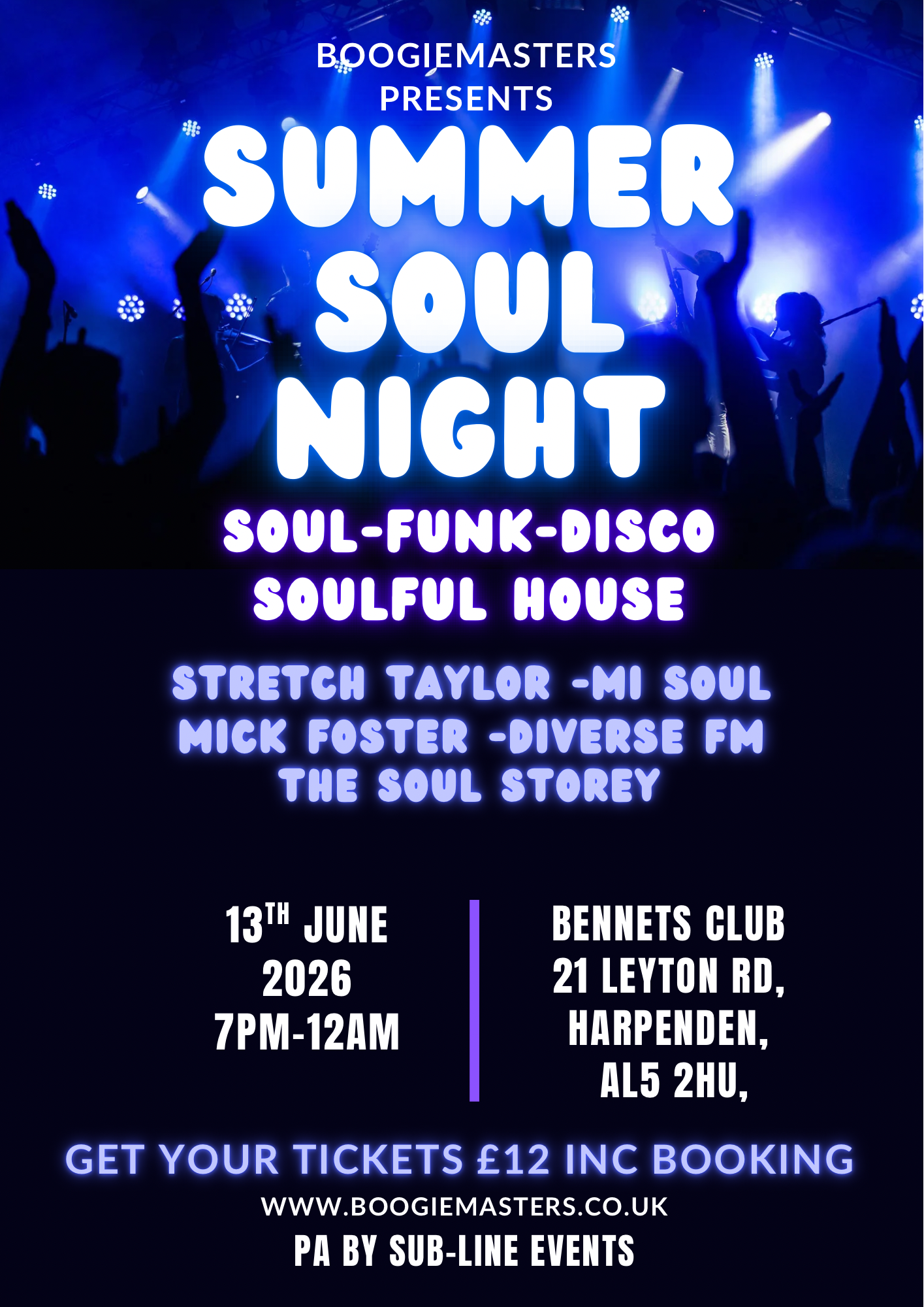 Summer Soul Night -Bennets Club Harpenden  June 13th 2026