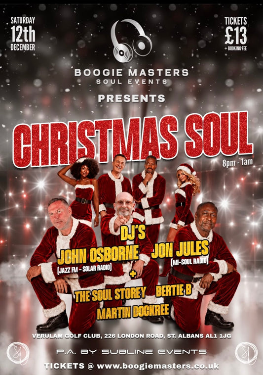 Christmas Soul Night -12th December 2026 - Verulam Golf Club, St.Albans 8PM-1AM
