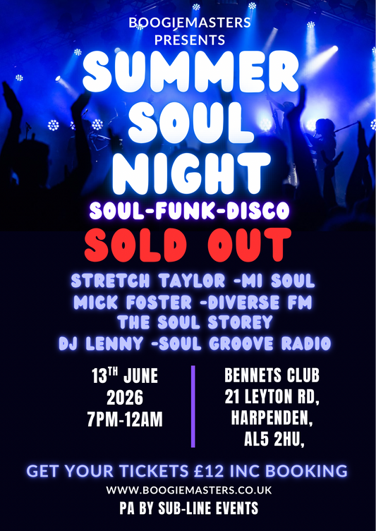 Summer Soul Night -Bennets Club Harpenden  June 13th 2026